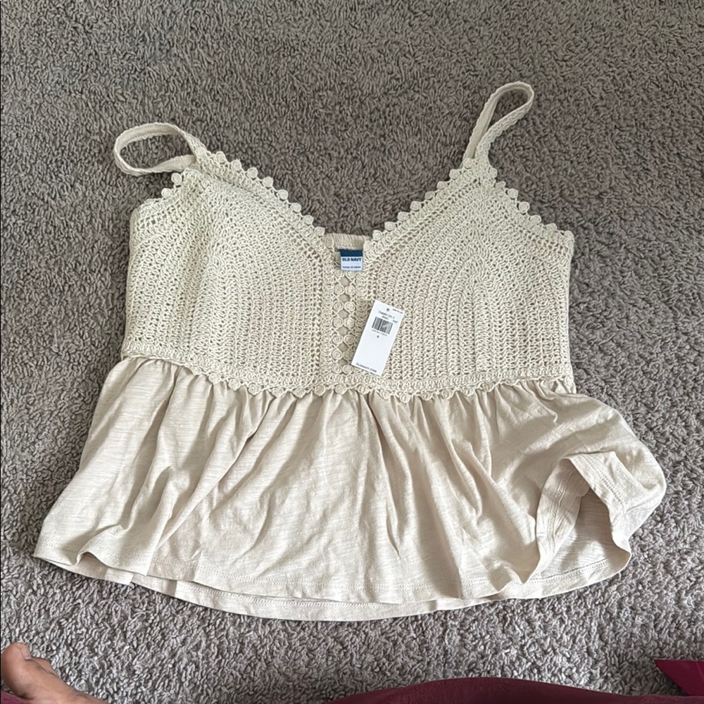 Old Navy Cream Cropped Peplum Camisole